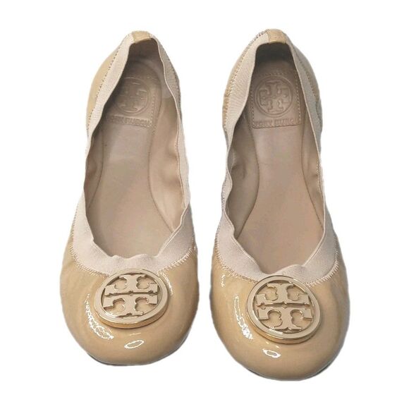 Tory Burch Caroline Ballet Flats Size 8 Patent Leather Brown - Picture 3 of 10